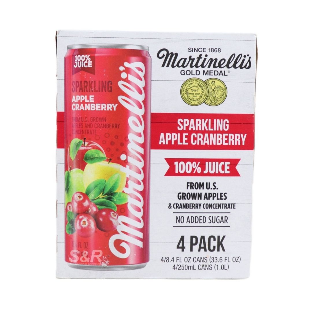 Martinelli's Sparkling Apple Cranberry Juice 250mL x 4 cans